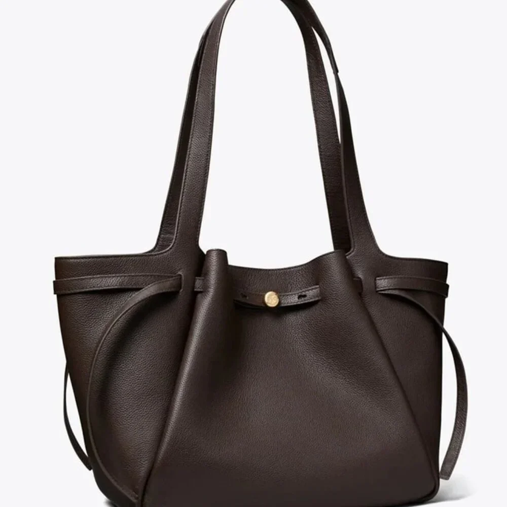 NWT ✅ TORY BURCH ROMY TOTE (LARGE) #163388  DEEP BROWN✨ NWT, DUST BAG - Picture 6 of 16